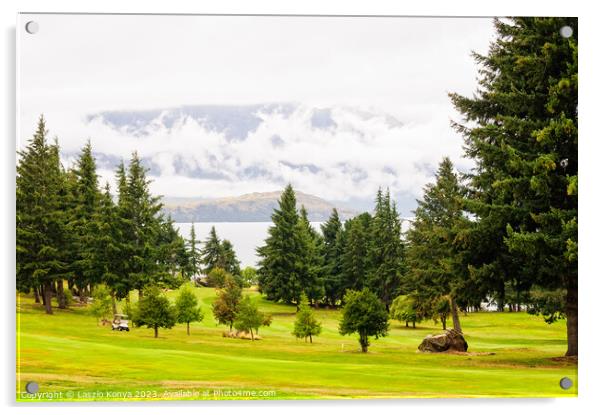 Kevin Heights golf course - Queenstown Acrylic by Laszlo Konya