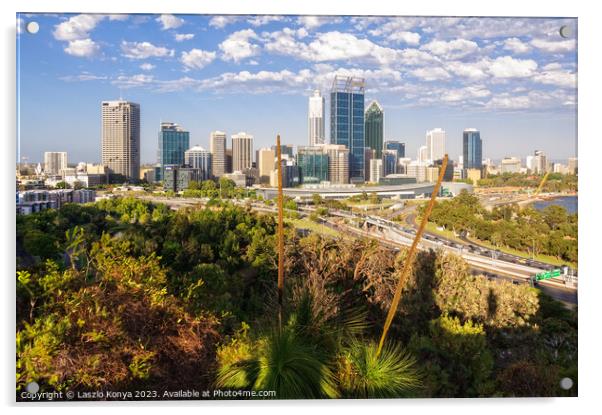 City skyline - Perth Acrylic by Laszlo Konya