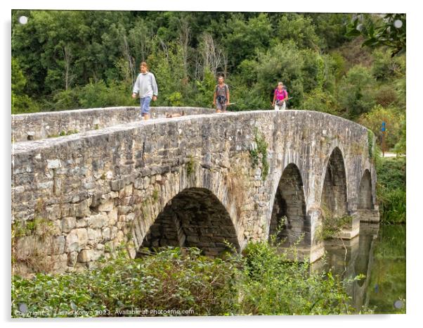 Medieval bridge - Trinidad de Arre Acrylic by Laszlo Konya
