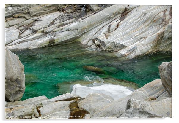 Emerald Water - Val Verzasca Acrylic by Laszlo Konya