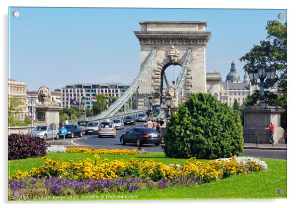Chain Bridge - Budapest Acrylic by Laszlo Konya
