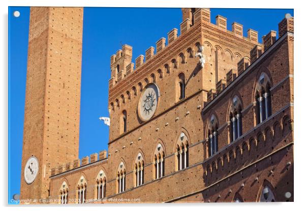 Palazzo Pubblico - Siena Acrylic by Laszlo Konya