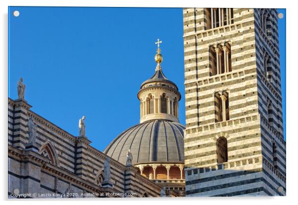 Dome and Bell Tower of the Duomo - Siena Acrylic by Laszlo Konya