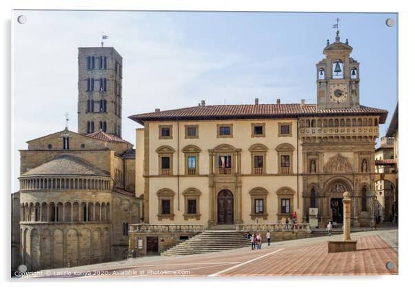 Pieve di Santa Maria and Fraternita Palace - Arezzo Acrylic by Laszlo Konya