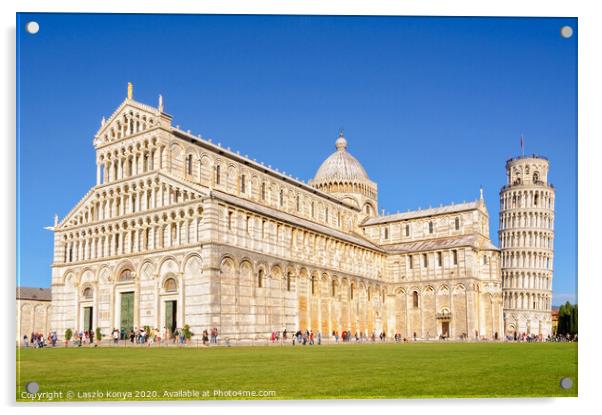Duomo and the Leaning Tower - Pisa Acrylic by Laszlo Konya