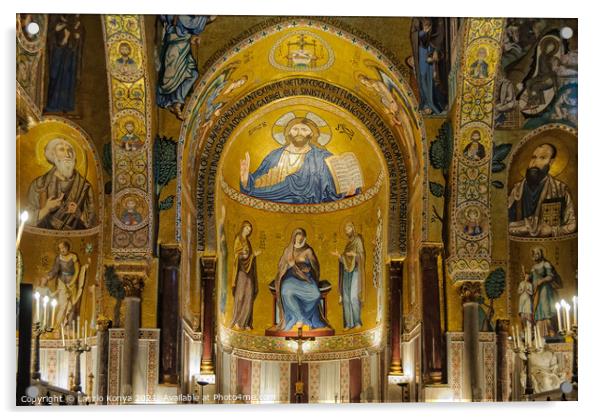 One of the three apses of Cappella Palatina - Palermo Acrylic by Laszlo Konya