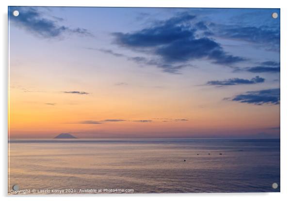 Twilight over the Tyrrhenian Sea - Tropea Acrylic by Laszlo Konya