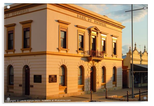 Former Bank of Victoria - Beechworth Acrylic by Laszlo Konya