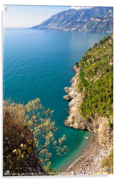 Little beach - Amalfi Coast Acrylic by Laszlo Konya