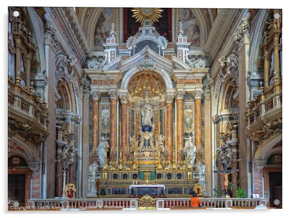 Main altar in Chiesa del Gesù Nuovo - Napoli Acrylic by Laszlo Konya