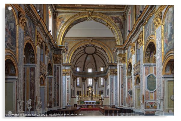 Interior of the Basilica di San Paolo Maggiore - Napoli Acrylic by Laszlo Konya