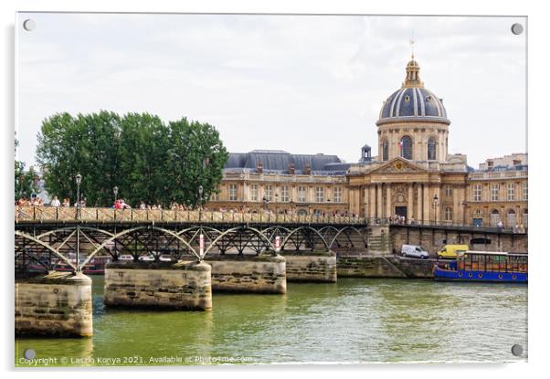 Pont des Arts and Institut de France - Paris Acrylic by Laszlo Konya
