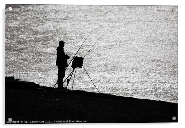 Silhouette of a fisherman Acrylic by Paul Lawrenson