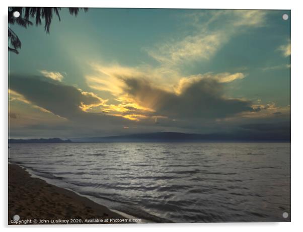 romantic twilight at Poso Lake Acrylic by John Lusikooy