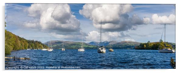 Yachts on Lake Windermere Acrylic by Cliff Kinch