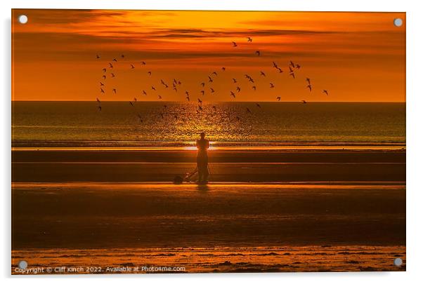 Serene Sunset over Formby Beach Acrylic by Cliff Kinch