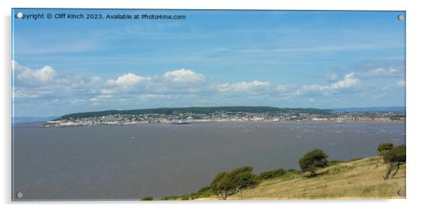 Weston-Super-Mare from Brean Down Acrylic by Cliff Kinch