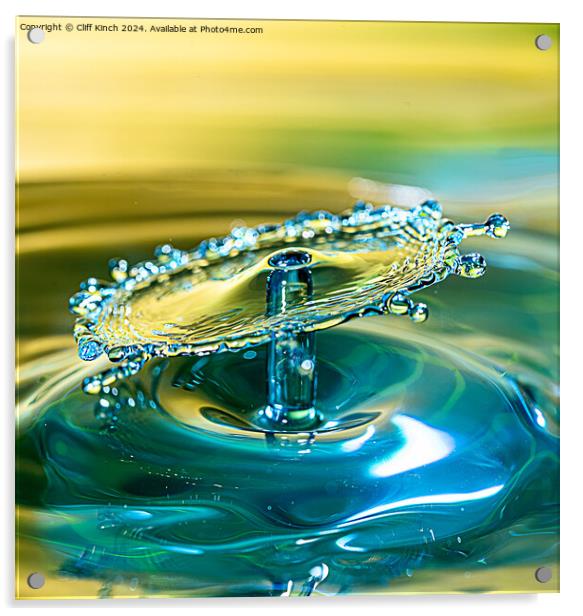 Water drop collision Acrylic by Cliff Kinch