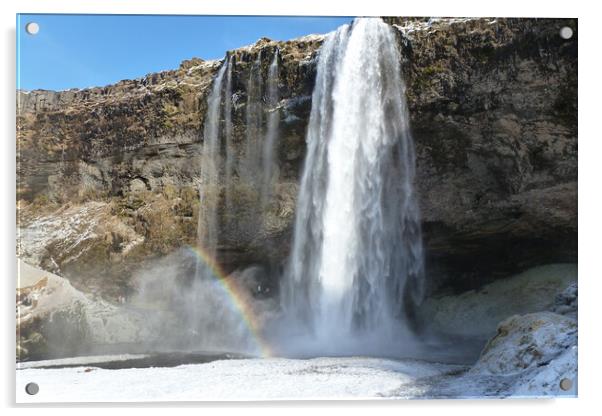 Seljalandsfoss Waterfall, Iceland Acrylic by Mervyn Tyndall