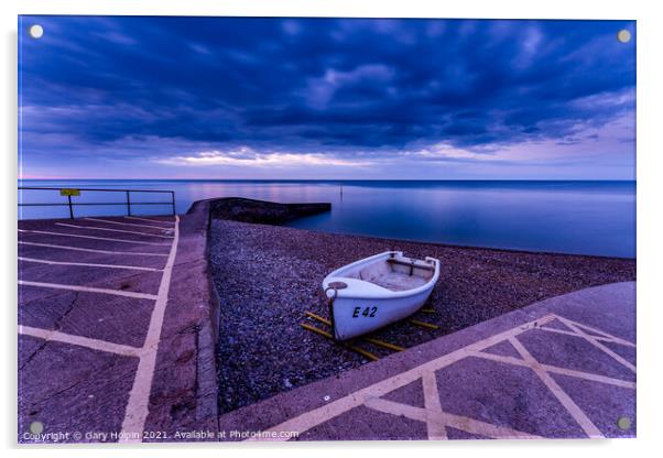 Boat in the blue hour on Sidmouth Beach Acrylic by Gary Holpin