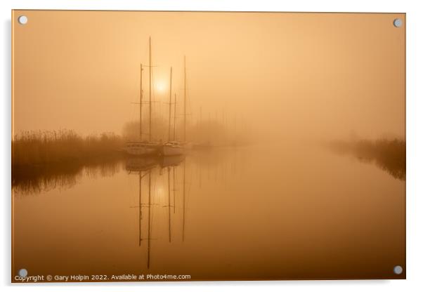 Boats in the mist Acrylic by Gary Holpin