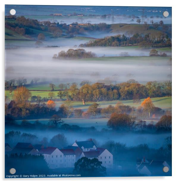 Foggy Devon landscape Acrylic by Gary Holpin