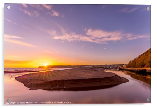 Sunset over Seaton Beach Acrylic by Gary Holpin