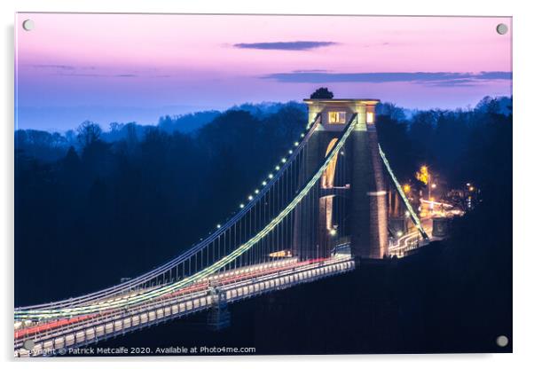 Clifton Suspension Bridge at Dusk Acrylic by Patrick Metcalfe
