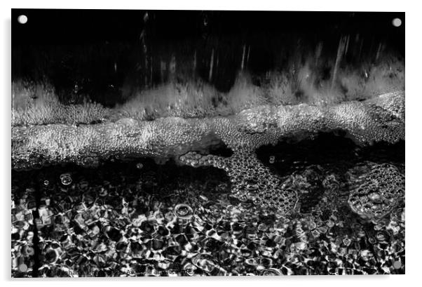 Water in the Fountain in black and white Acrylic by Stephanie Moore