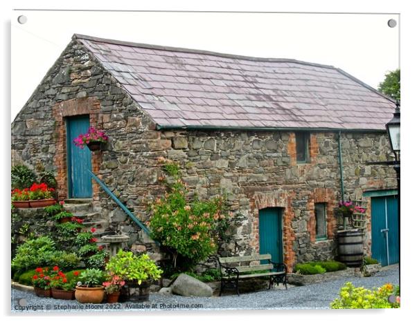 Cottage with teal doors Acrylic by Stephanie Moore