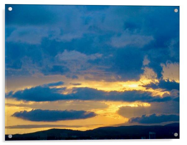 Sunset and Thunder clouds Acrylic by Stephanie Moore