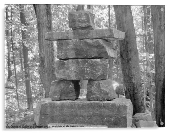 Inuksuk in black and white Acrylic by Stephanie Moore
