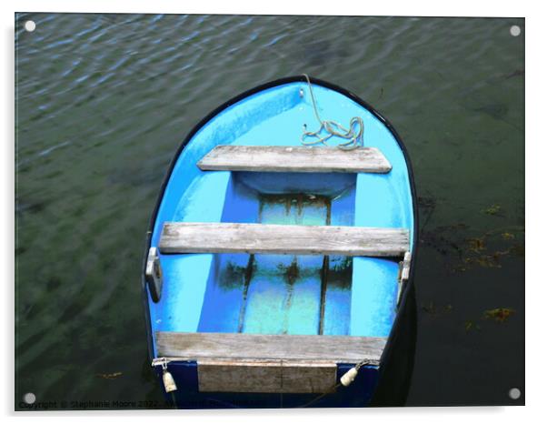 Blue boat Acrylic by Stephanie Moore