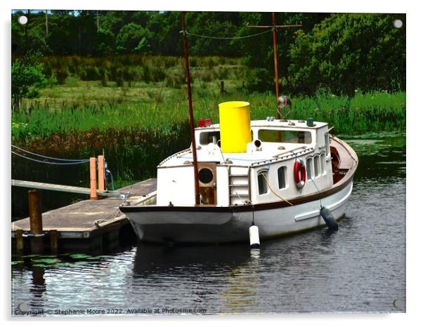 Docked boat in Fermanagh, Northern Island Acrylic by Stephanie Moore