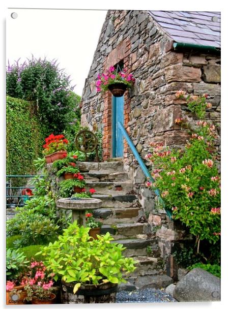 Irish stone cottage Acrylic by Stephanie Moore