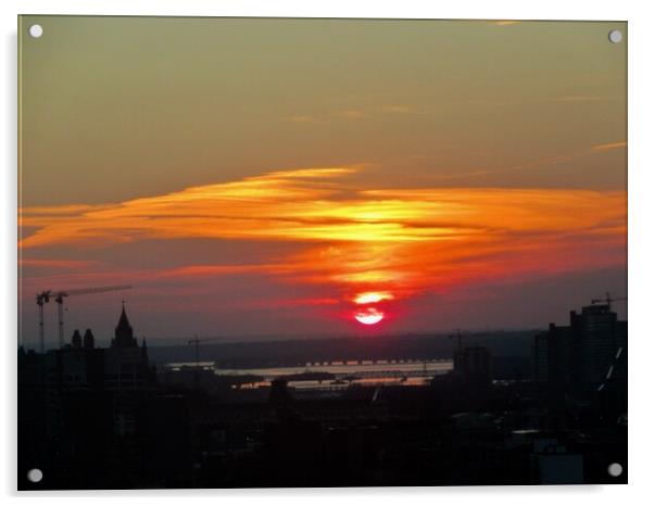 Sunset over Ottawa Acrylic by Stephanie Moore