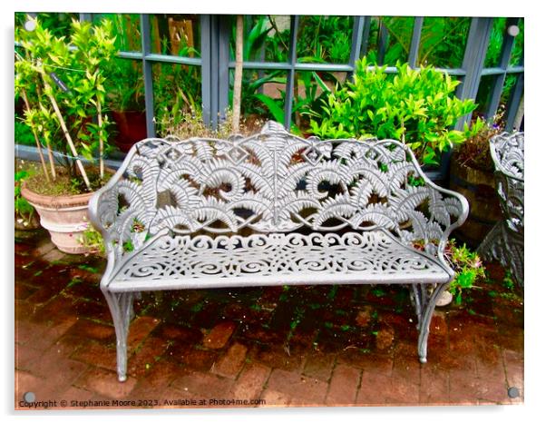 Ornate bench Acrylic by Stephanie Moore