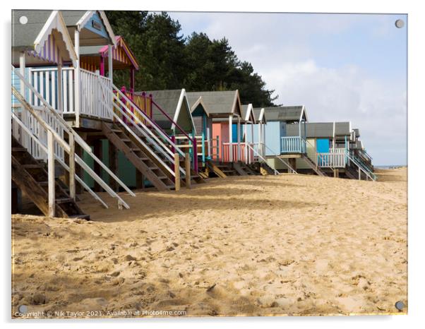 Beach Huts, Wells-next-the-Sea, Acrylic by Nik Taylor