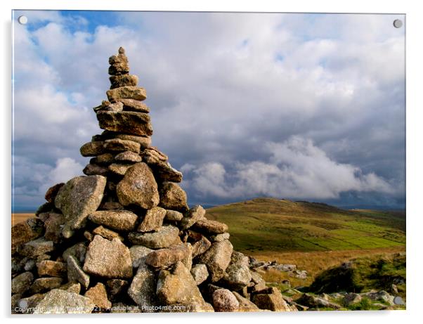 Cairn on top of Roughtor Acrylic by Nik Taylor