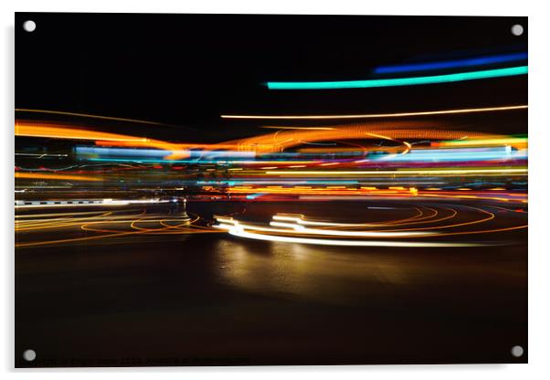 Colorful Abstract Light Trails as Background Acrylic by Engin Sezer