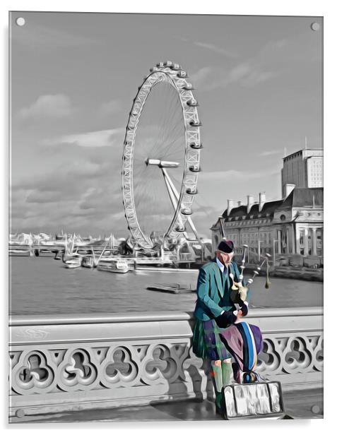 BAGPIPES IN LONDON Acrylic by LG Wall Art
