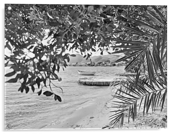 PUERTO POLLENSA BLACK & WHITE Acrylic by LG Wall Art