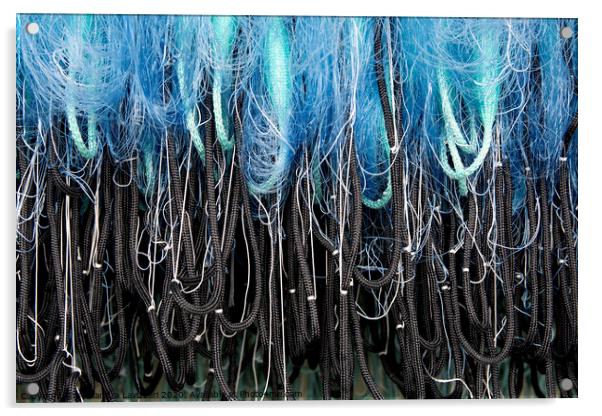 Blue Fishing Net Abstract Acrylic by Alexandra Lavizzari