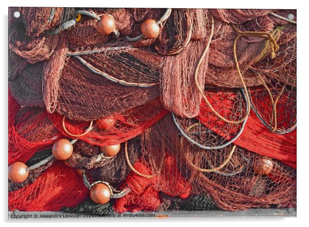 Red Fishing Nets Acrylic by Alexandra Lavizzari
