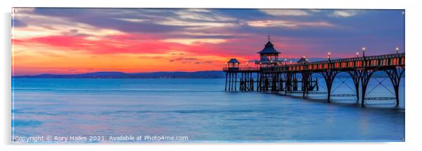 Clevedon Pier. Sunset. Colour Acrylic by Rory Hailes