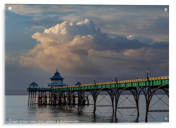 Clevedon Pier  with cumulus cloud Acrylic by Rory Hailes