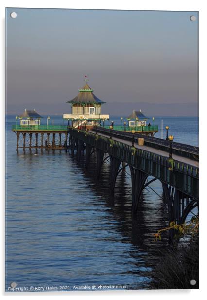 Clevedon Pier at high tide Acrylic by Rory Hailes
