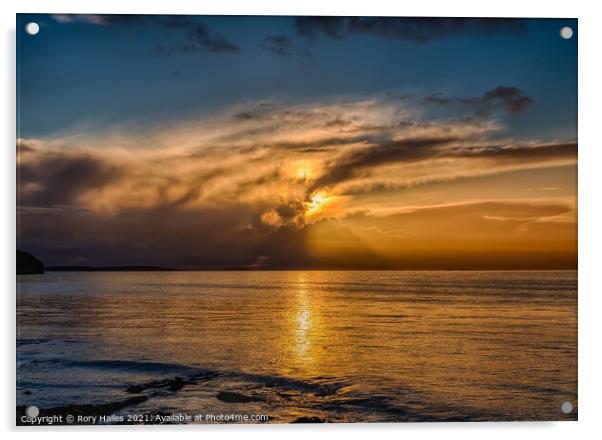 Sunset over the Bristol channel Acrylic by Rory Hailes