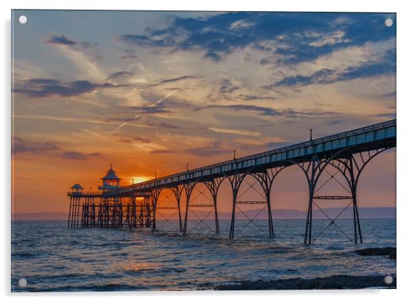 Clevedon Pier at sunset Acrylic by Rory Hailes