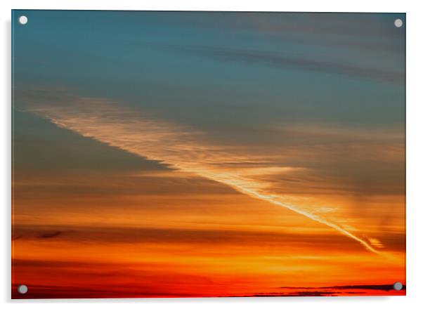 Contrail at sunset Acrylic by Rory Hailes